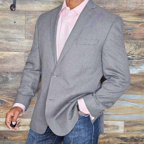 Michael Kors Gray Houndstooth Double Vented Blazer Sport Jacket Size 42R